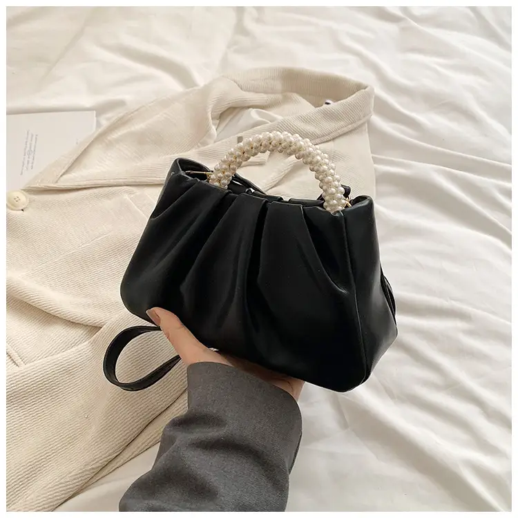 Silver Pearl Pleated Shoulder Bag for Women — feature 13