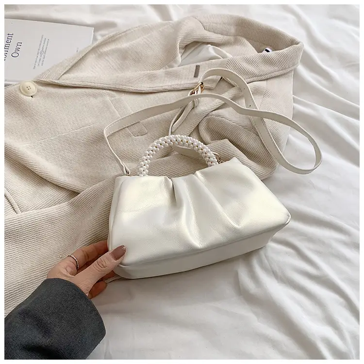 Silver Pearl Pleated Shoulder Bag for Women — feature 18