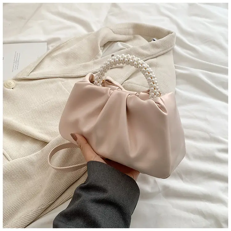 Silver Pearl Pleated Shoulder Bag for Women — feature 19