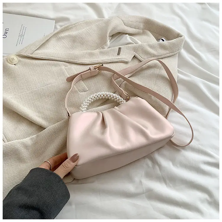 Silver Pearl Pleated Shoulder Bag for Women — feature 20