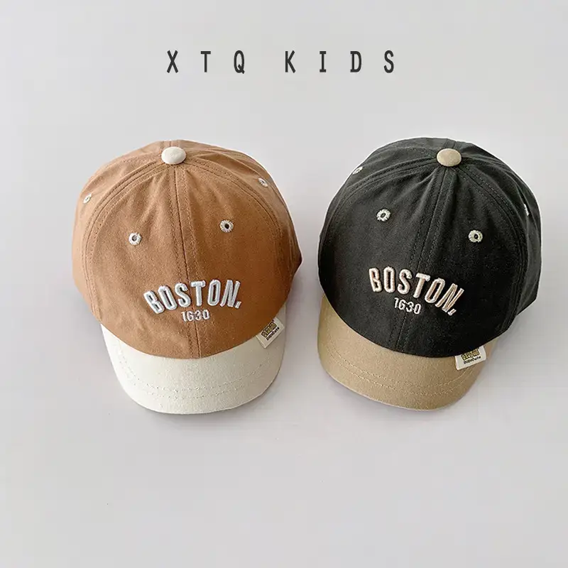 Kids Boston Baseball Caps Brown Black - Image 7