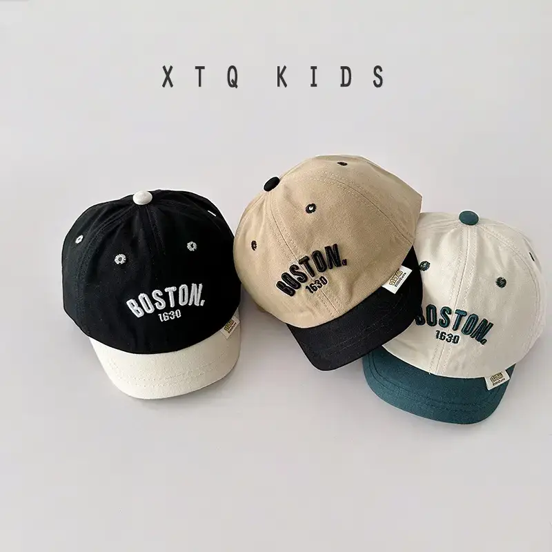 Kids Boston Baseball Caps Brown Black - Image 9
