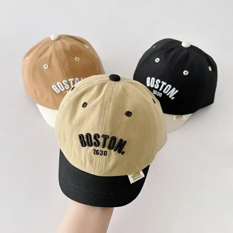 Kids Boston Baseball Caps Brown Black β feature 4
