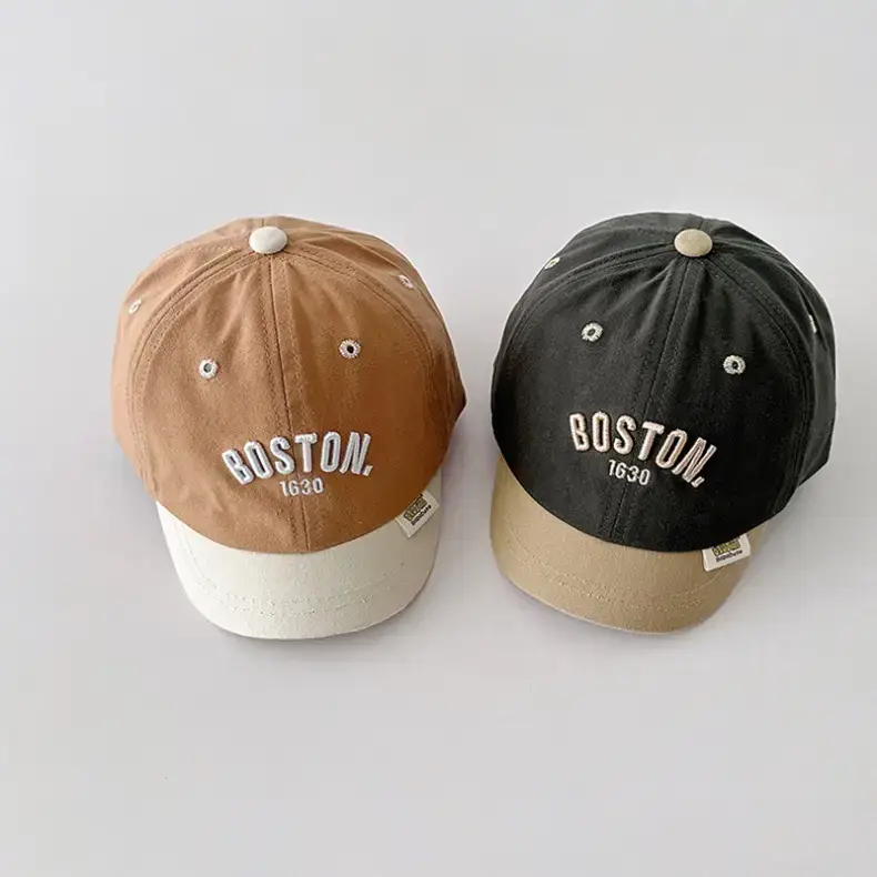 Kids Boston Baseball Caps Brown Black β feature 5