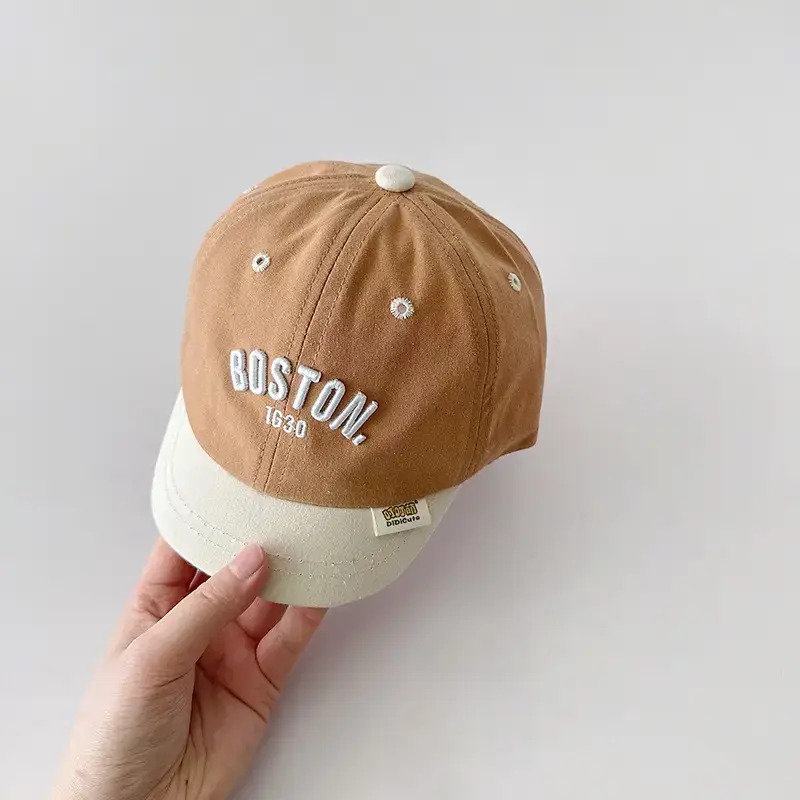 Kids Boston Baseball Caps Brown Black - Image 4
