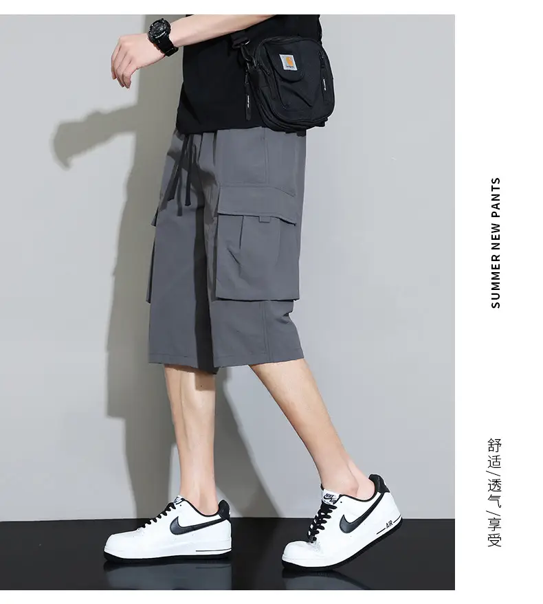 Men's Grey Cargo Shorts Quick-Drying Summer Wear — feature 14