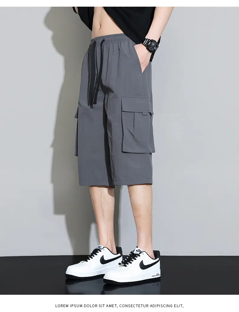 Men's Grey Cargo Shorts Quick-Drying Summer Wear — feature 15