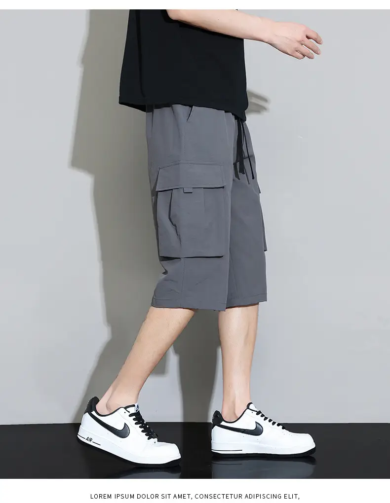 Men's Grey Cargo Shorts Quick-Drying Summer Wear — feature 16