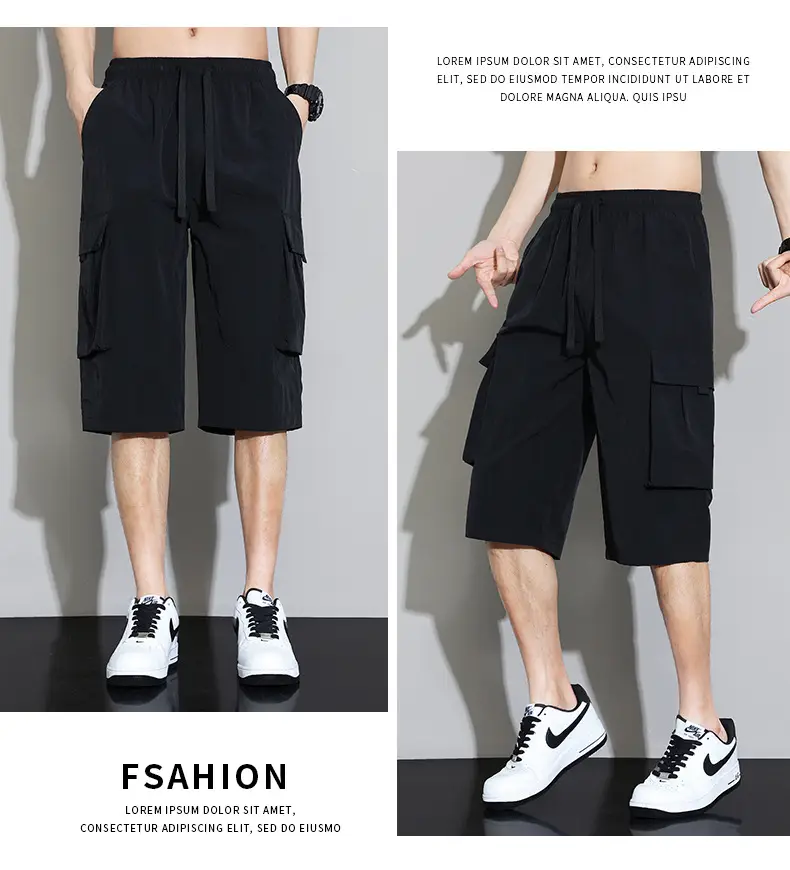 Men's Grey Cargo Shorts Quick-Drying Summer Wear — feature 18