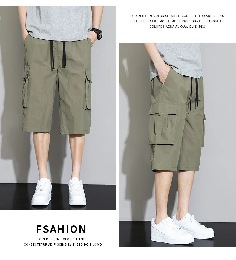 Men's Grey Cargo Shorts Quick-Drying Summer Wear — feature 22