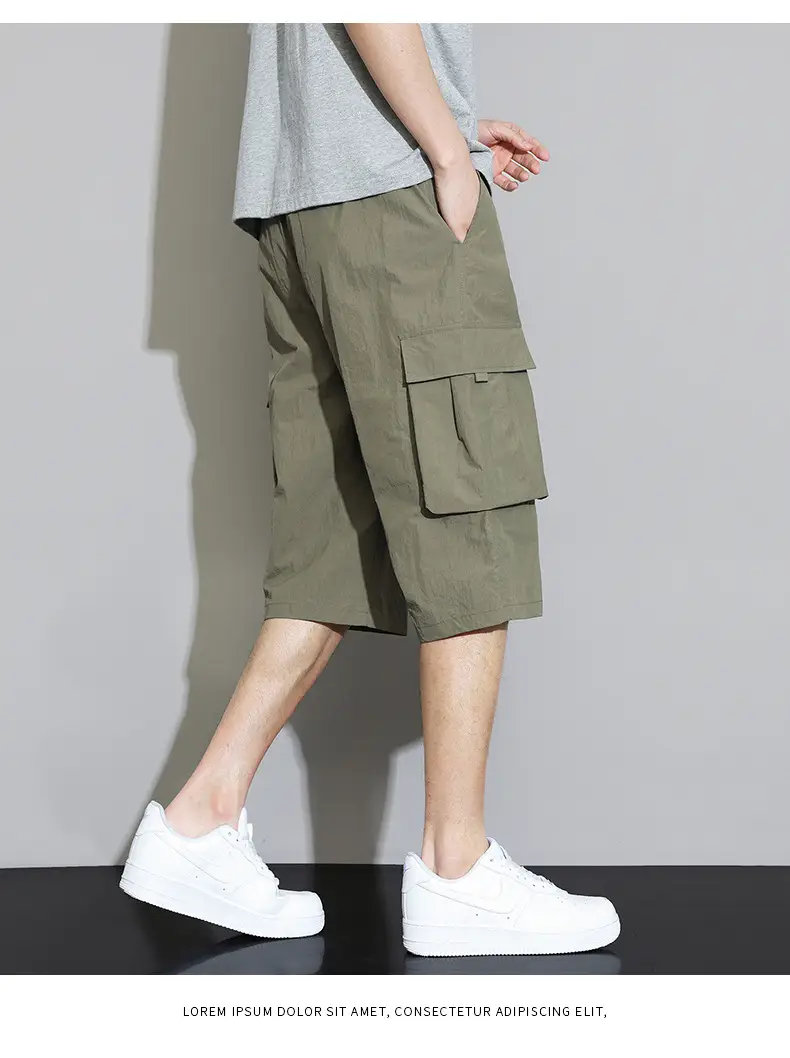Men's Grey Cargo Shorts Quick-Drying Summer Wear — feature 24