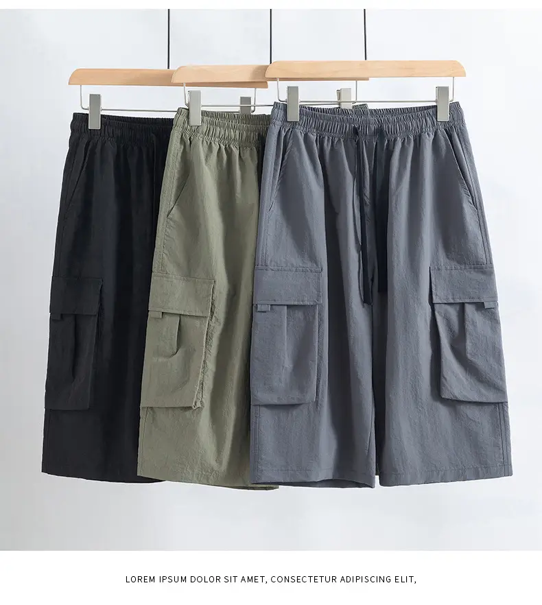 Men's Grey Cargo Shorts Quick-Drying Summer Wear — feature 30