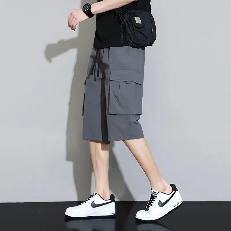 Men's Grey Cargo Shorts Quick-Drying Summer Wear - Image 2