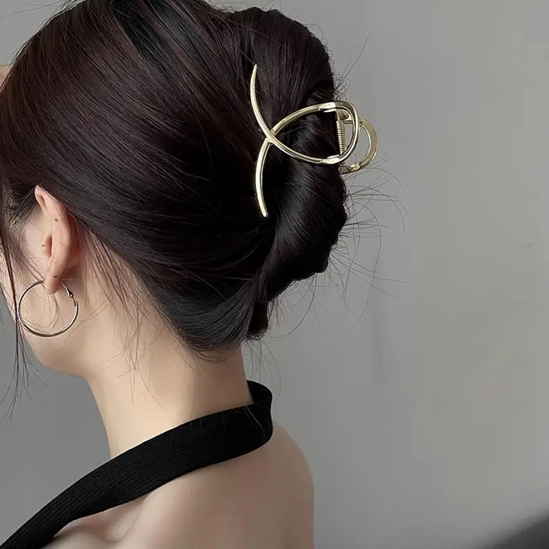 Silver Hollow Cross Hairpin for Women's Back Ponytail - Image 4