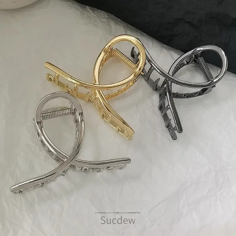 Silver Hollow Cross Hairpin for Women's Back Ponytail - Image 6