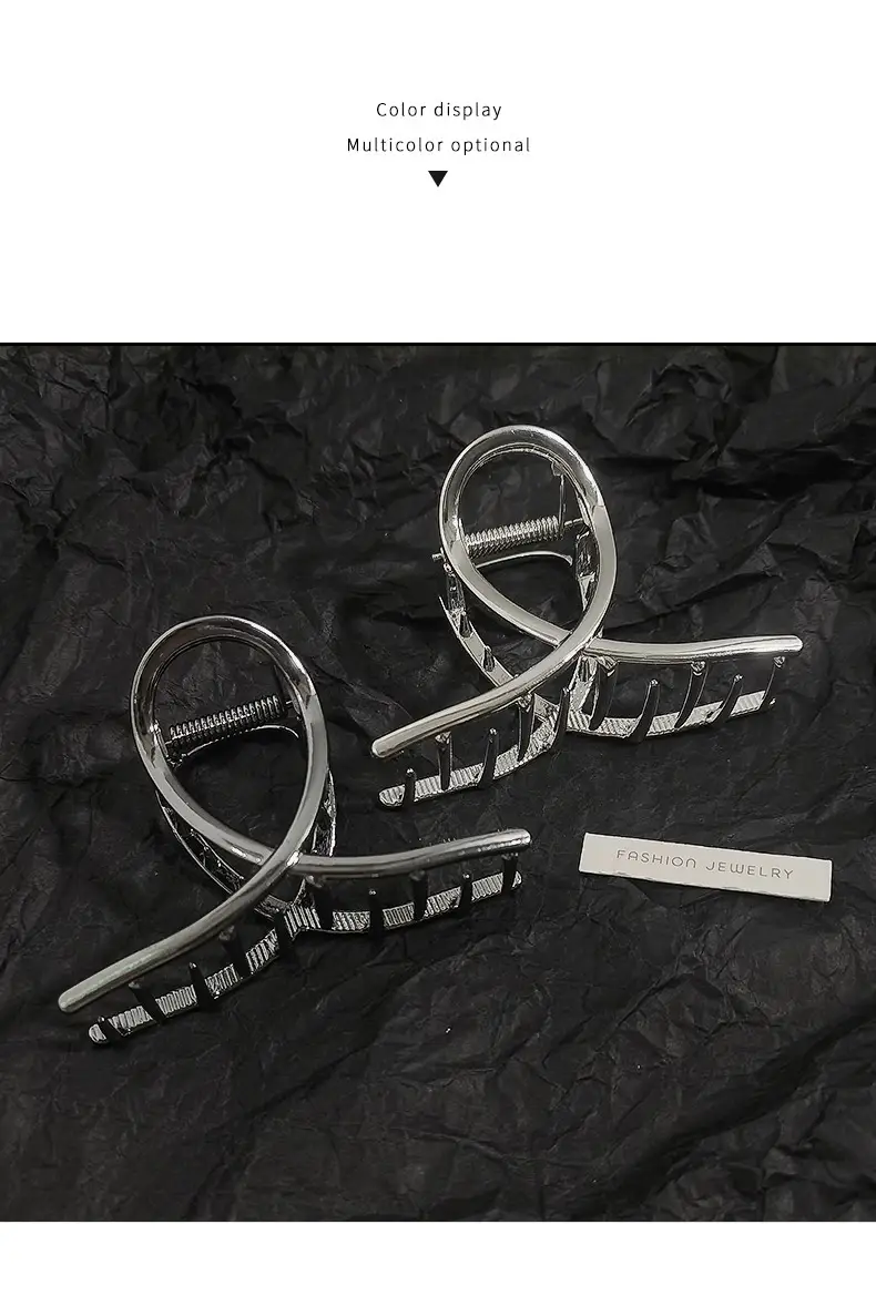 Silver Hollow Cross Hairpin for Women's Back Ponytail — feature 9