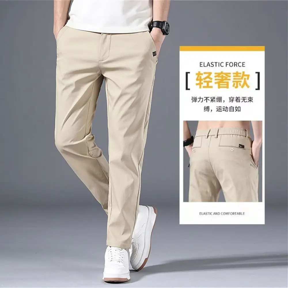Men Light Khaki Slim Fit Western Pants Summer Thin Comfortable - Image 7
