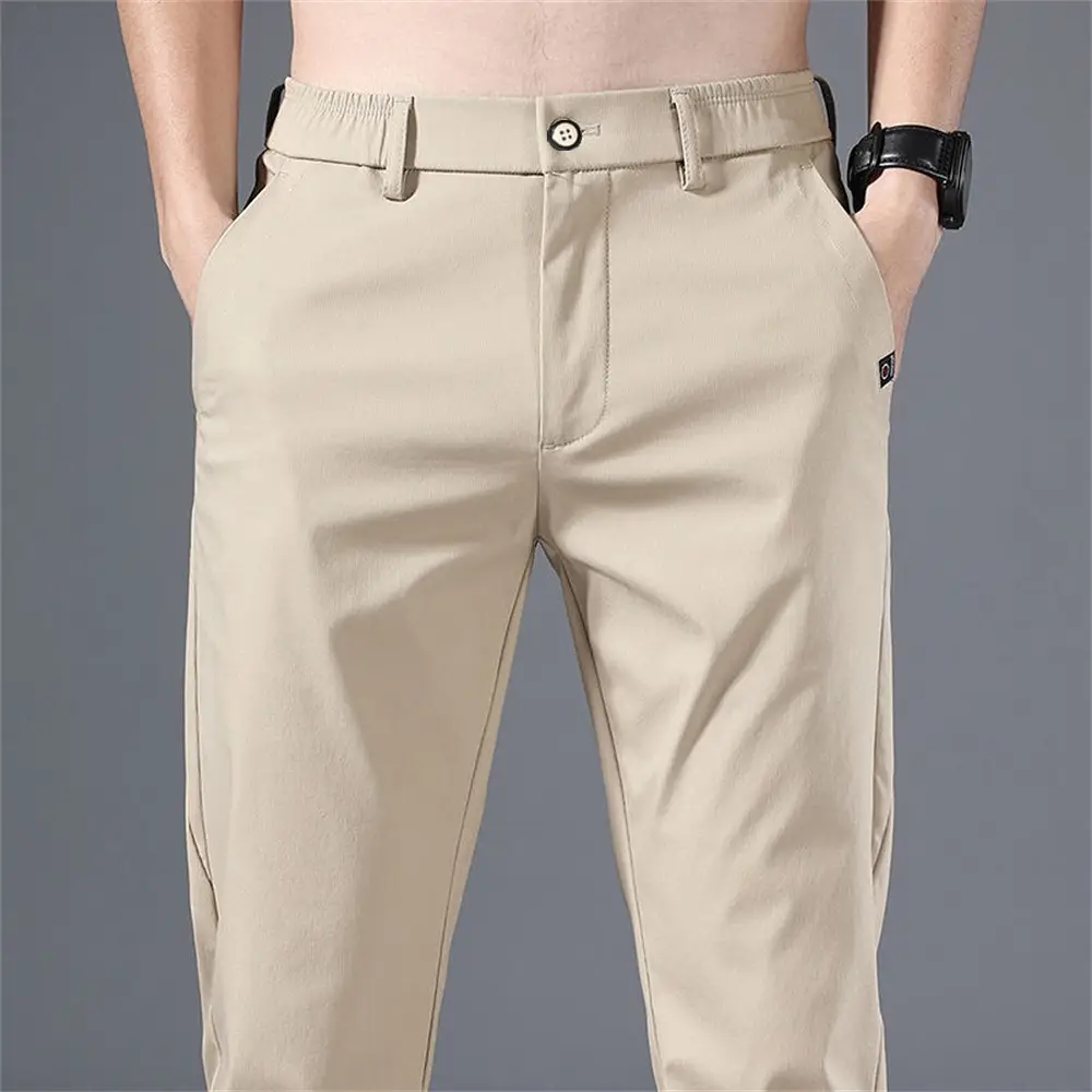 Men Light Khaki Slim Fit Western Pants Summer Thin Comfortable - Image 2