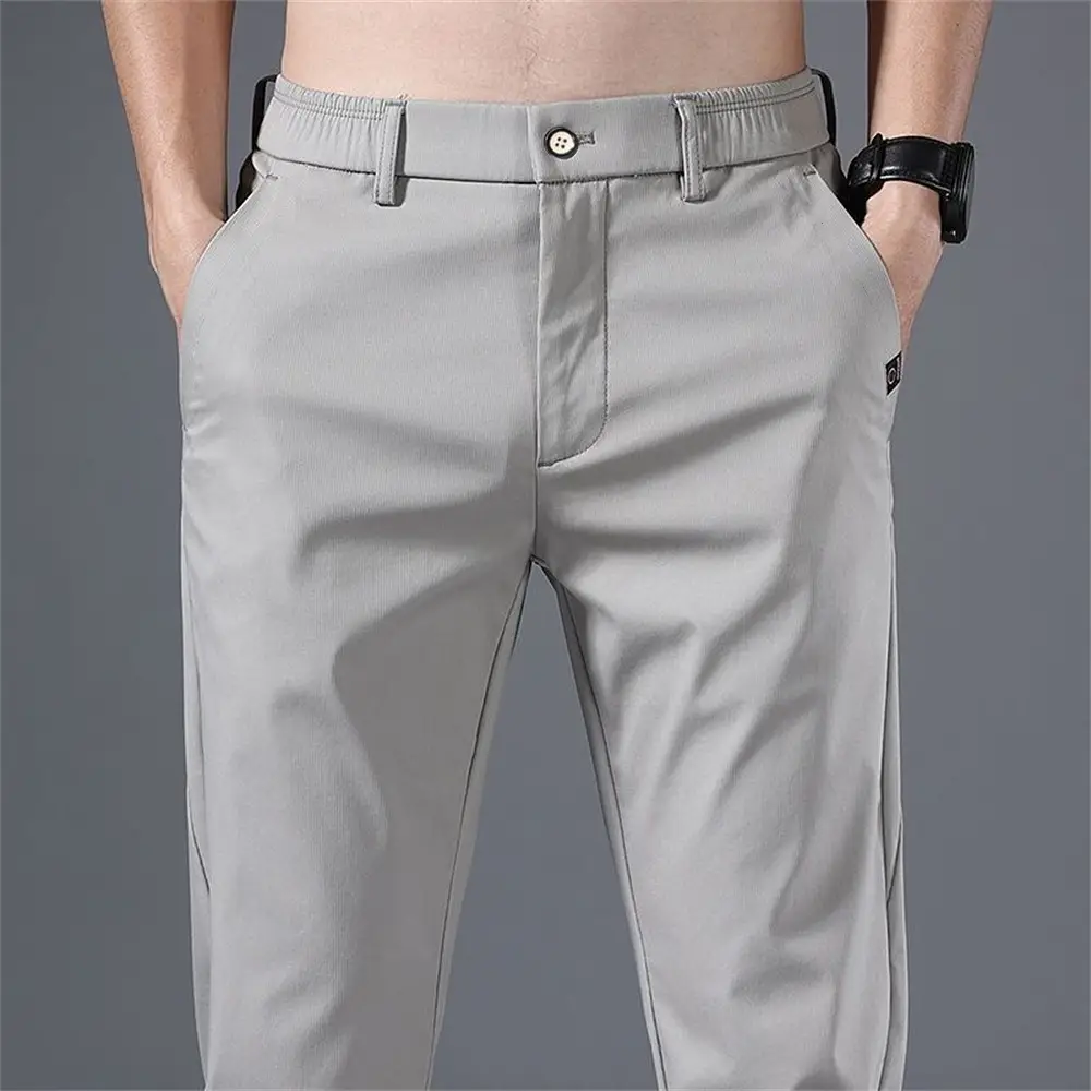 Men Light Khaki Slim Fit Western Pants Summer Thin Comfortable - Image 3