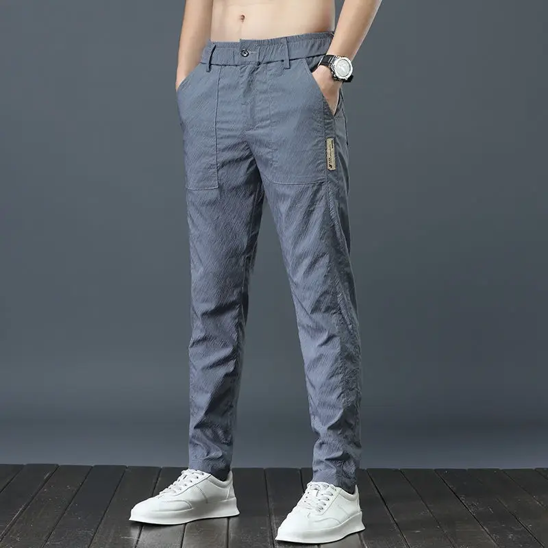 Men Ice Silk Slim Fit Casual Pants Summer - Image 2
