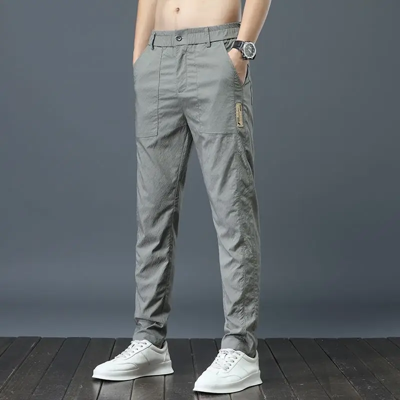 Men Ice Silk Slim Fit Casual Pants Summer - Image 3