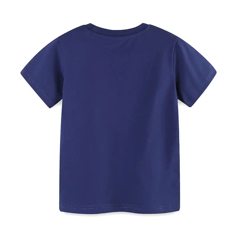 European American Boys T-Shirt Blue Construction Print - Image 3