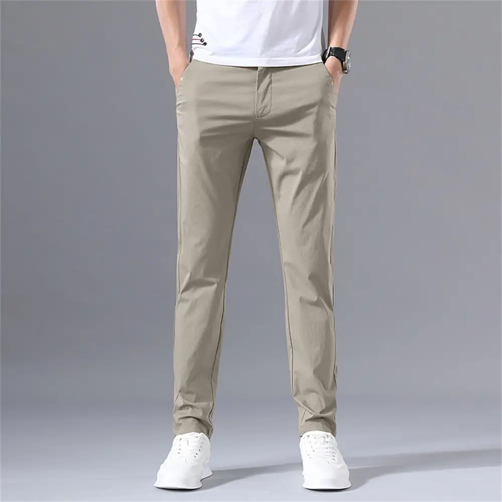 Men Light Gray Slim Fit Casual Pants Summer - Image 2
