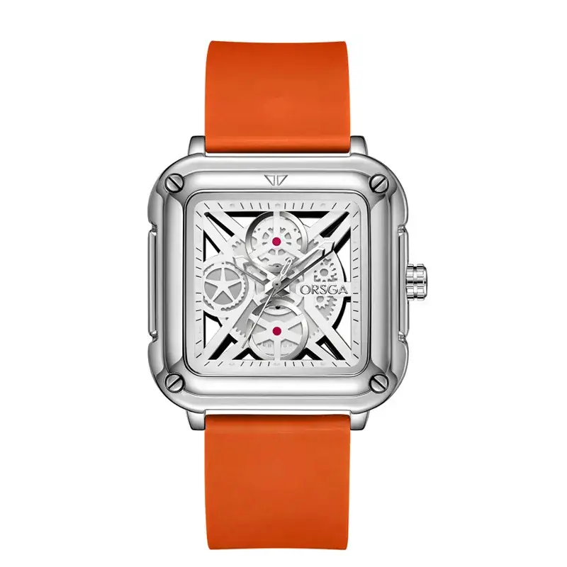 Oshga Couple Neutral Watch Square Hollow Design Luminous