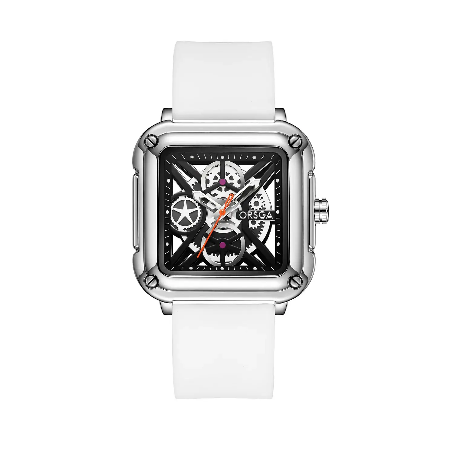 Oshga Couple Neutral Watch Square Hollow Design Luminous