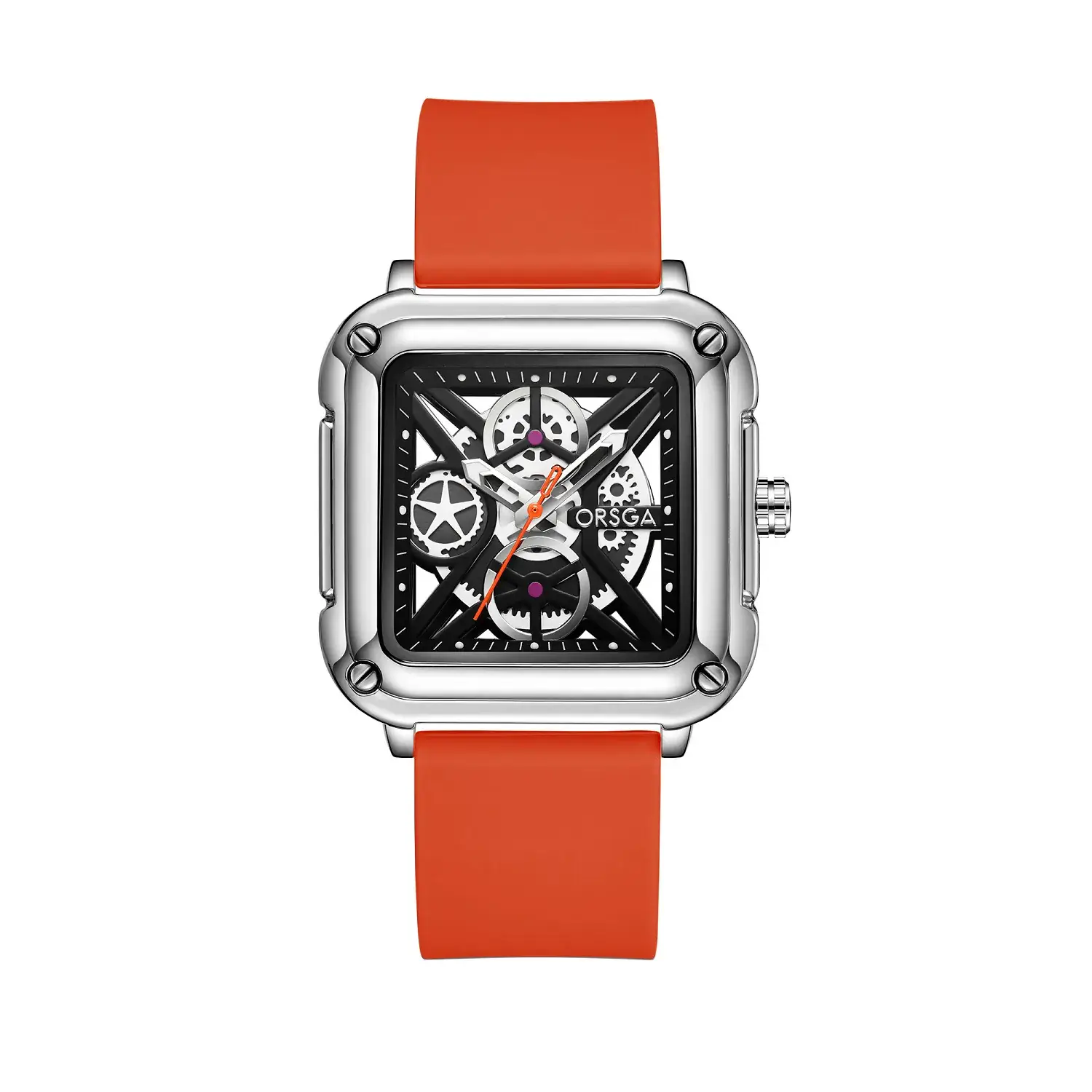 Oshga Couple Neutral Watch Square Hollow Design Luminous