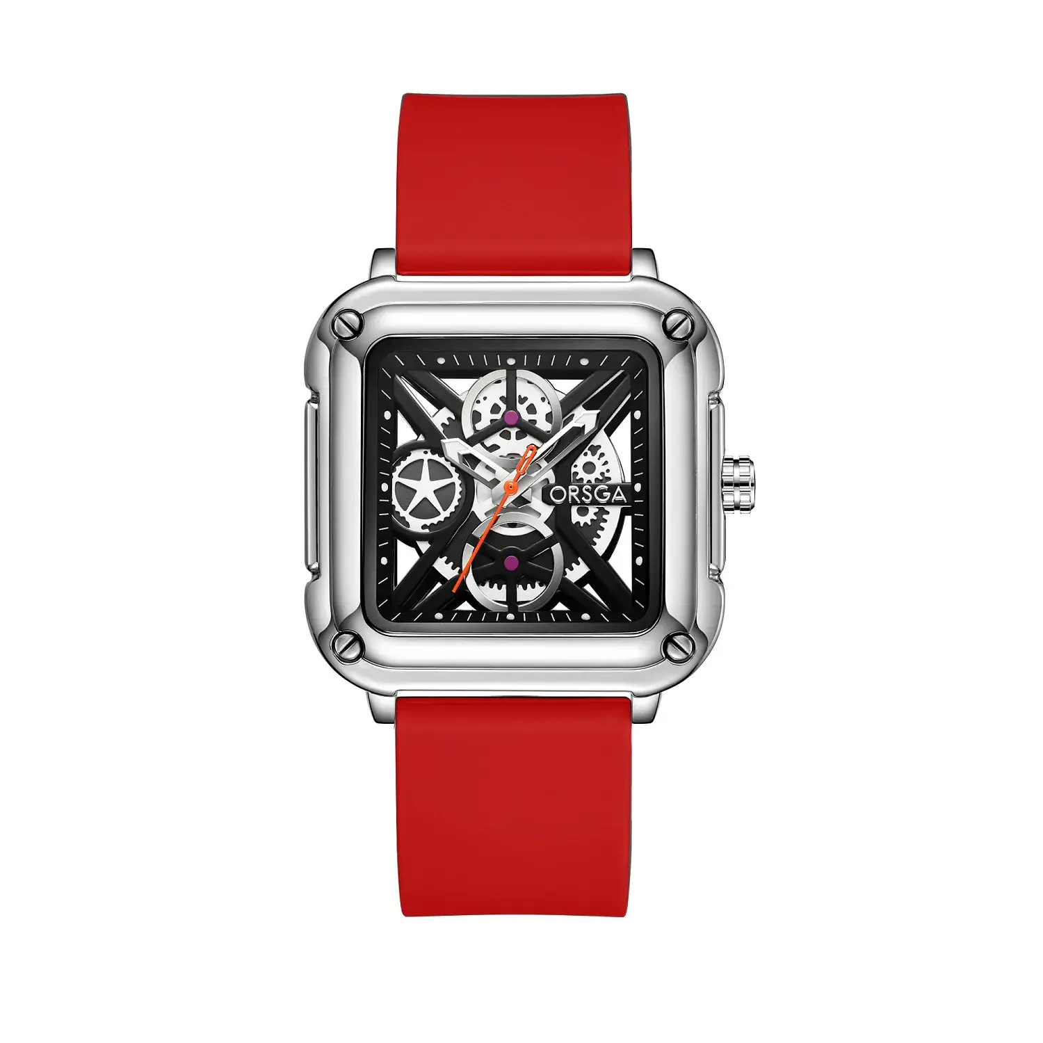 Oshga Couple Neutral Watch Square Hollow Design Luminous