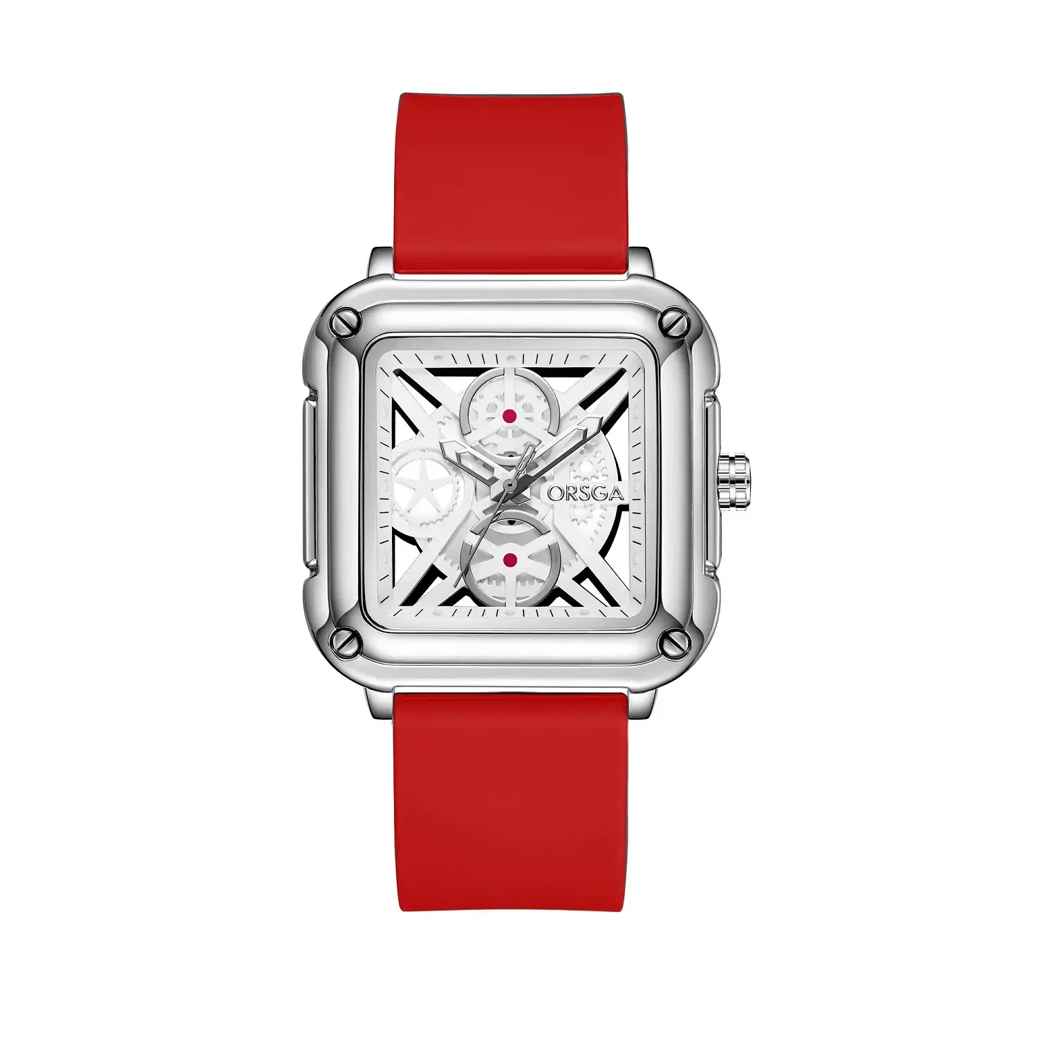Oshga Couple Neutral Watch Square Hollow Design Luminous