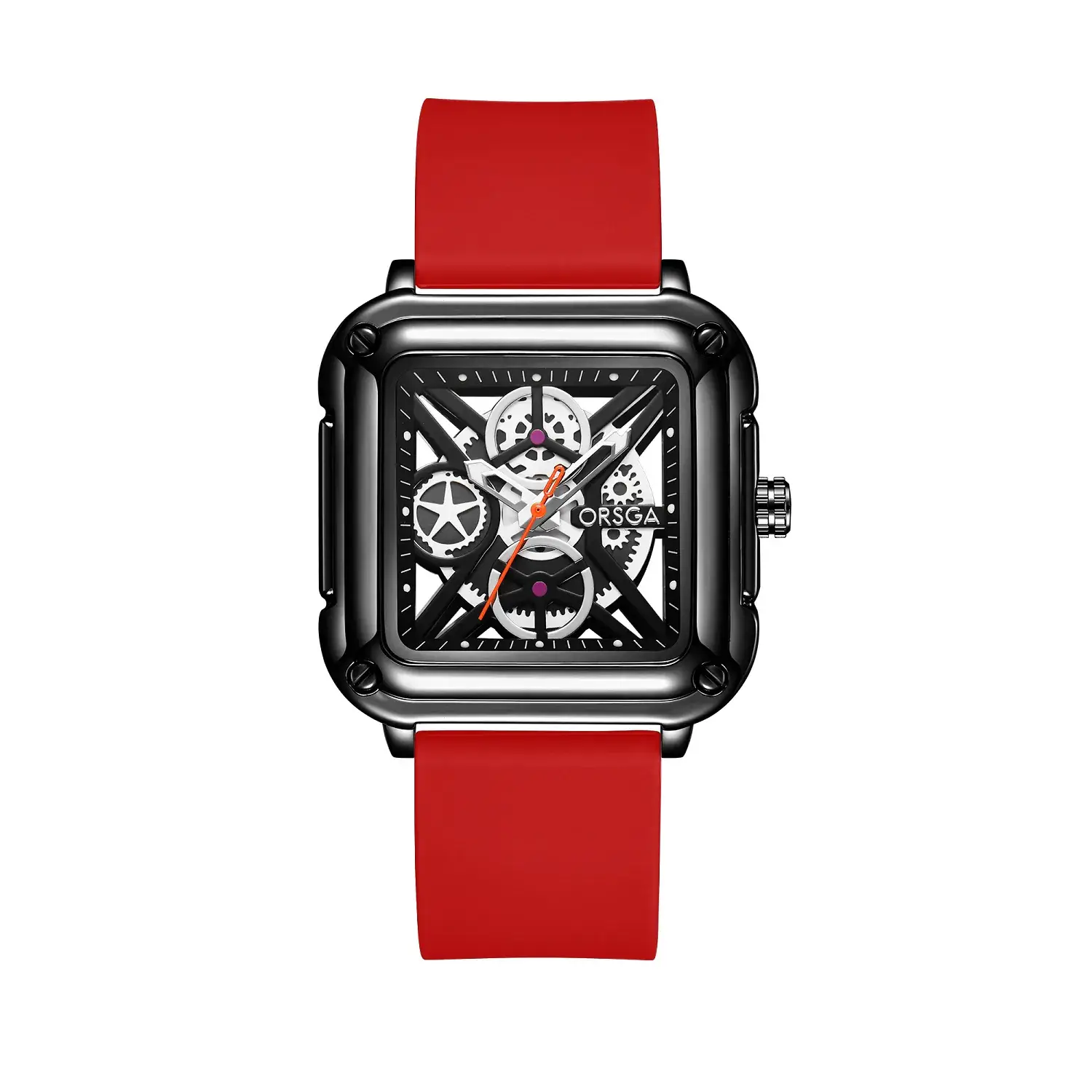 Oshga Couple Neutral Watch Square Hollow Design Luminous