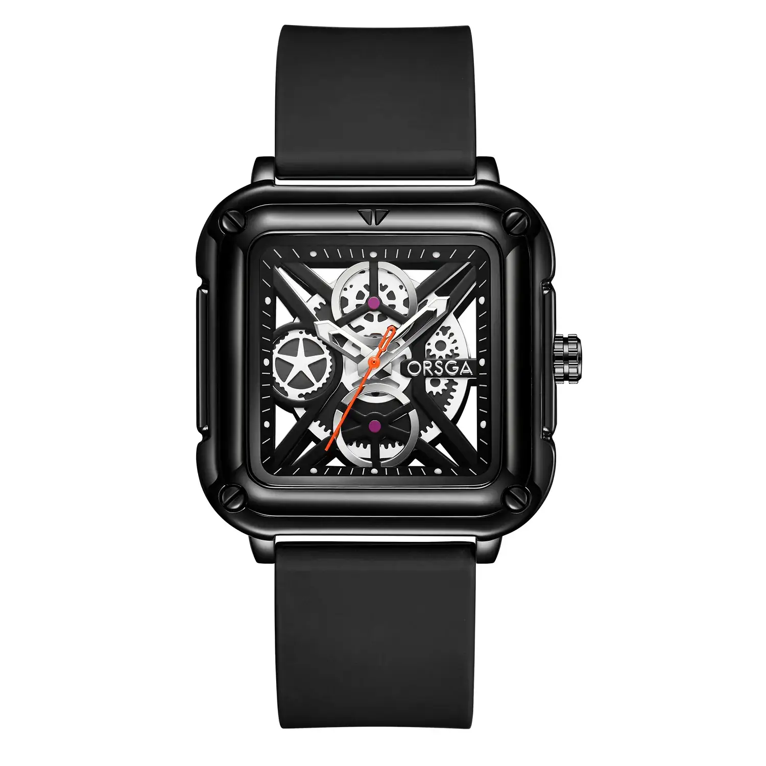 Oshga Couple Neutral Watch Square Hollow Design Luminous