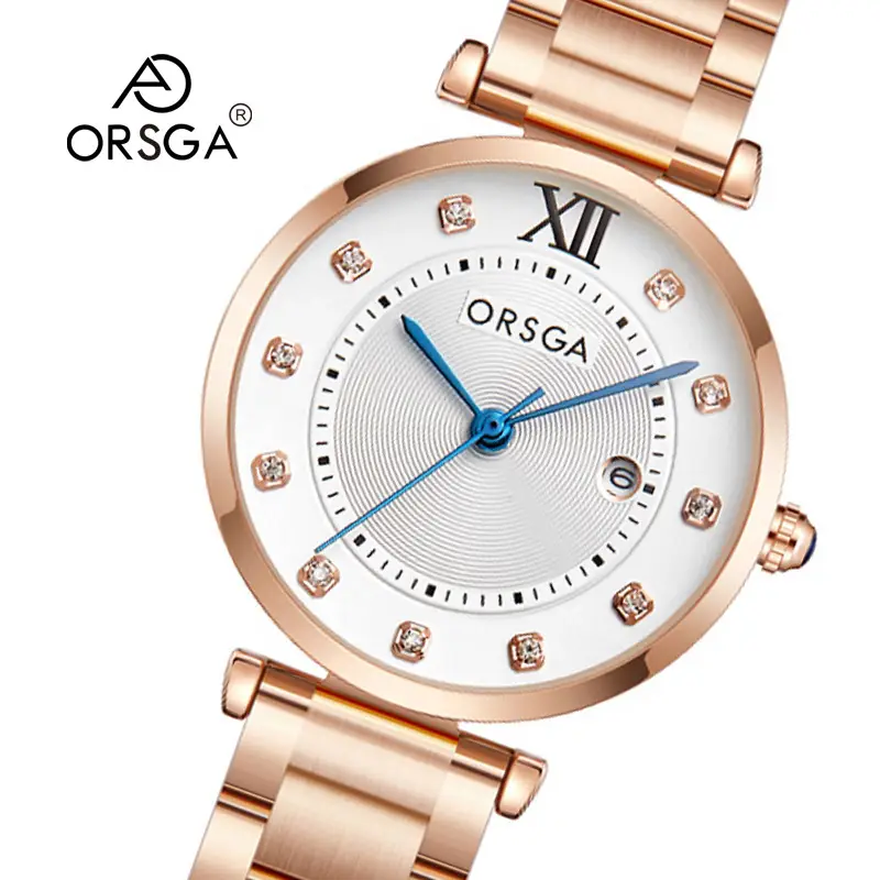 Oshga Women's Quartz Watch Rose Gold Diamond Dial — feature 3