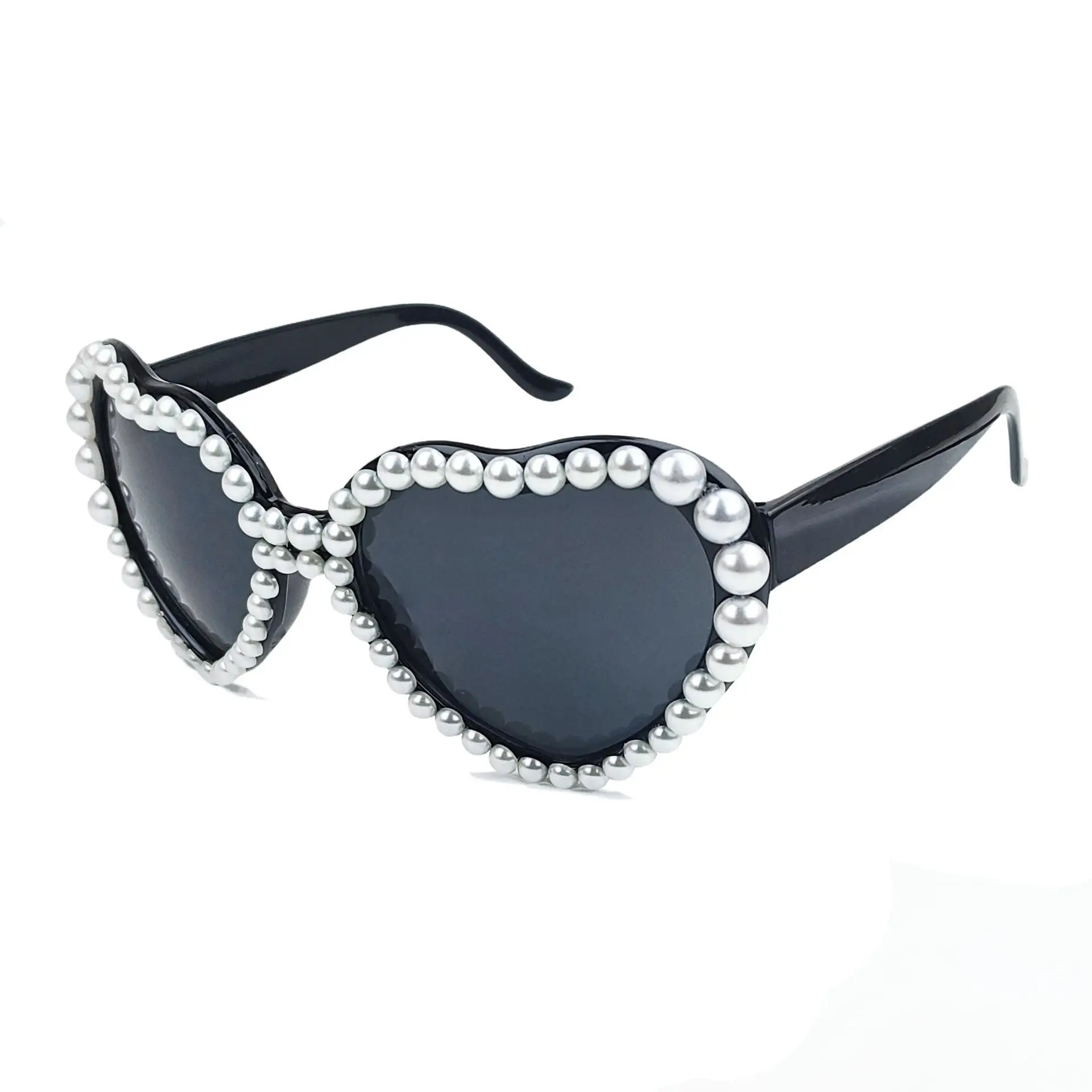 Heart Shaped Pearl Sunglasses for Men Women Bridal Party - Image 4