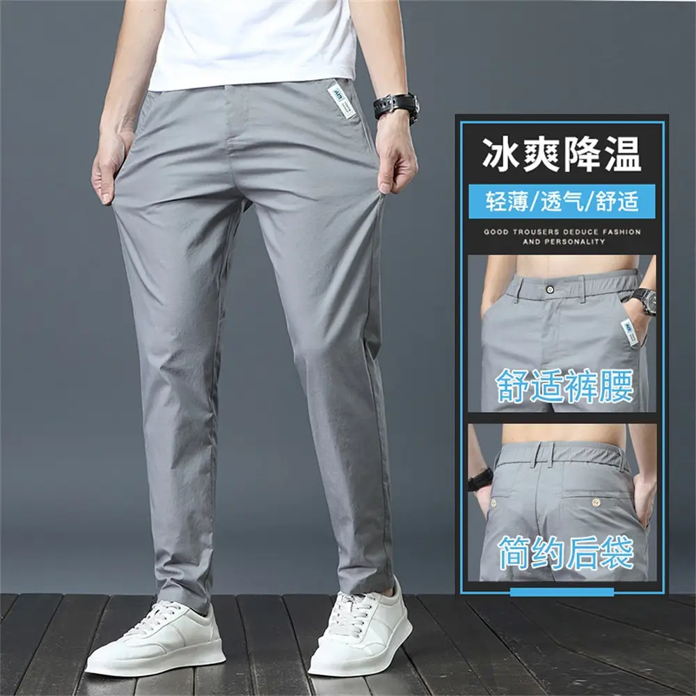 Men Slim Fit Ice Silk Business Pants Summer Wear - Image 6
