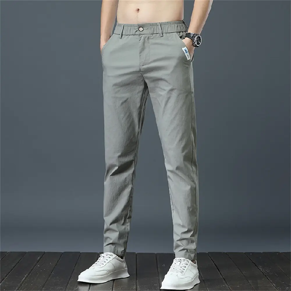 Men Slim Fit Ice Silk Business Pants Summer Wear - Image 3