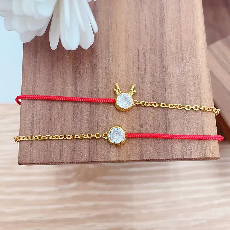 Real Gold Electroplated Red Rope Bracelet for Women - Image 2