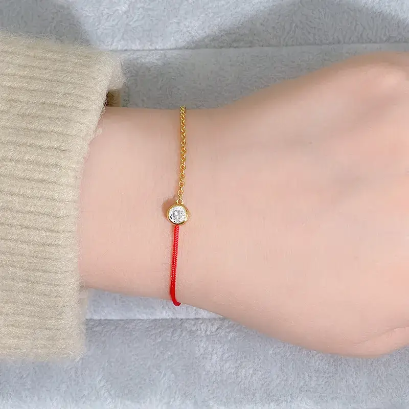 Real Gold Electroplated Red Rope Bracelet for Women - Image 3