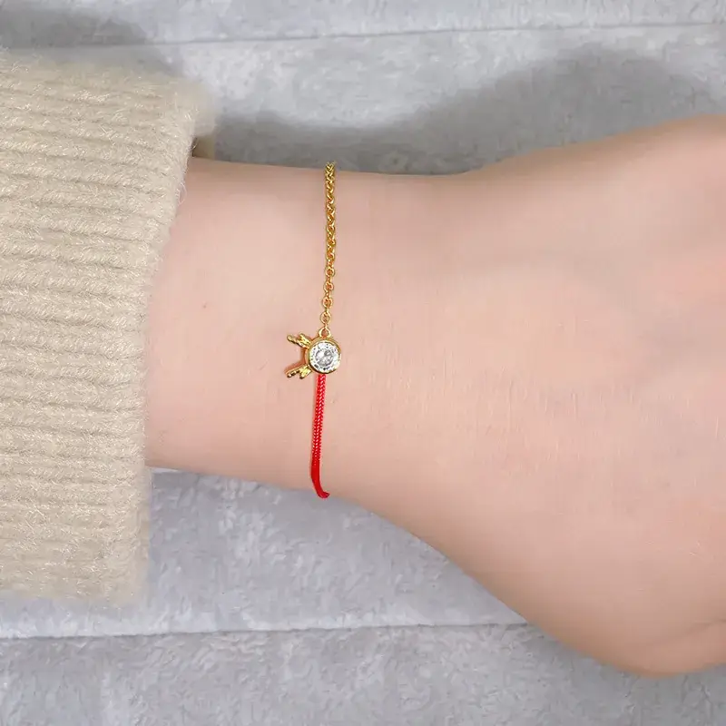 Real Gold Electroplated Red Rope Bracelet for Women - Image 4