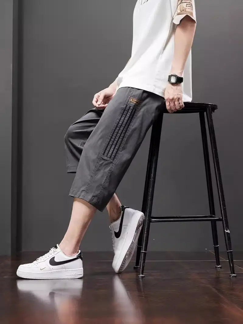 Men Ice Silk Hipper Shorts Summer Thin Striped Large - Image 5