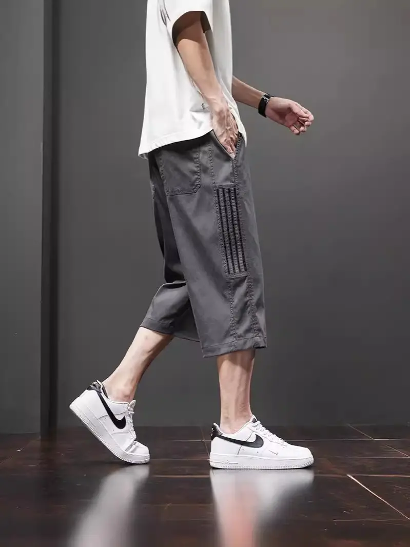 Men Ice Silk Hipper Shorts Summer Thin Striped Large - Image 6
