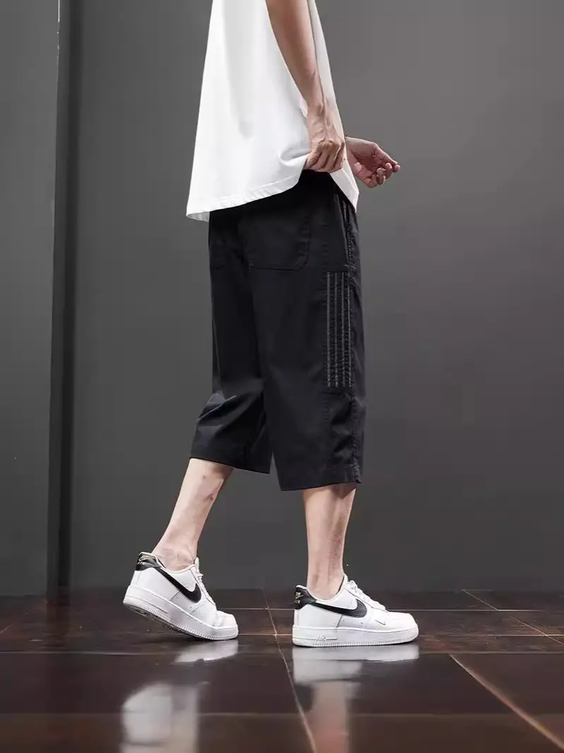 Men Ice Silk Hipper Shorts Summer Thin Striped Large - Image 7