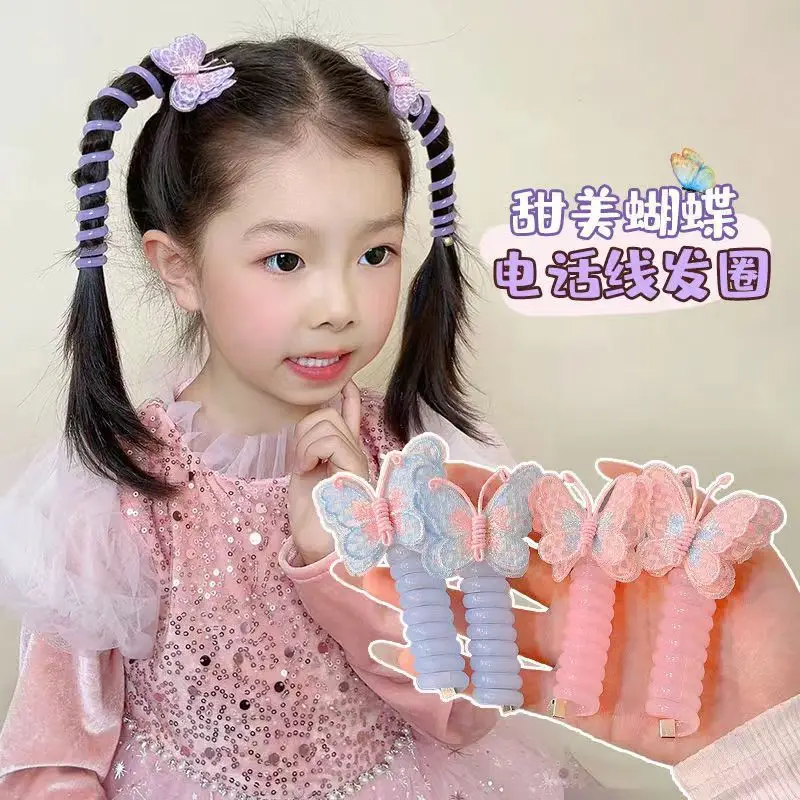 Cute Butterfly Hair Rings for Girls Pink Blue — feature 1
