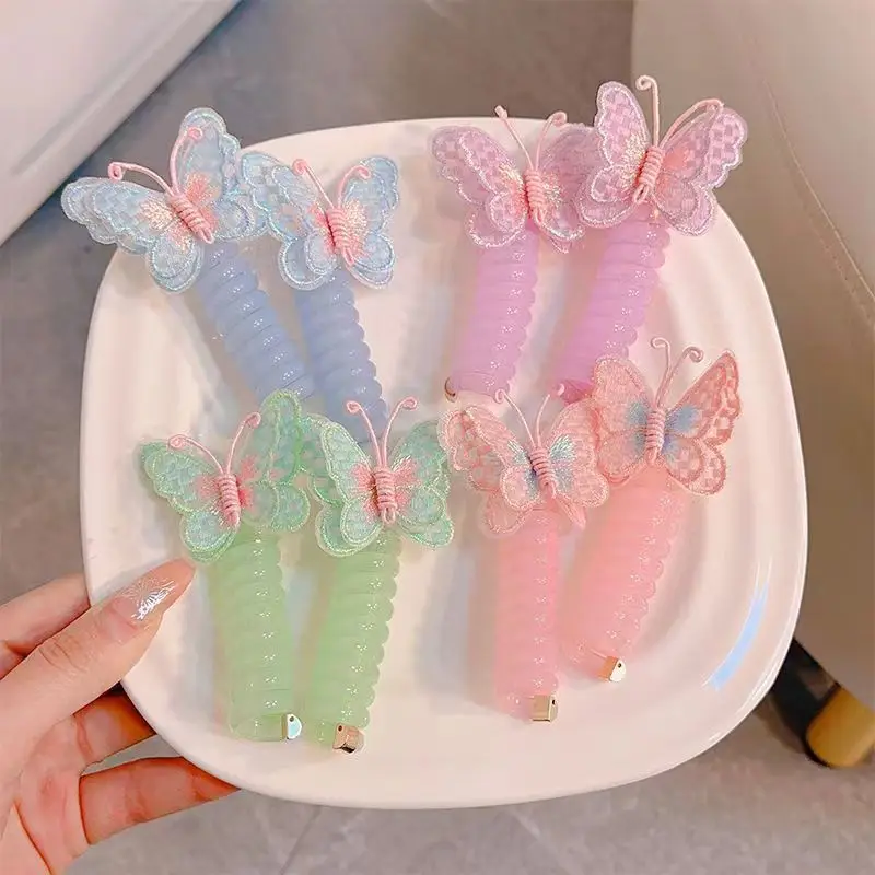 Cute Butterfly Hair Rings for Girls Pink Blue — feature 2