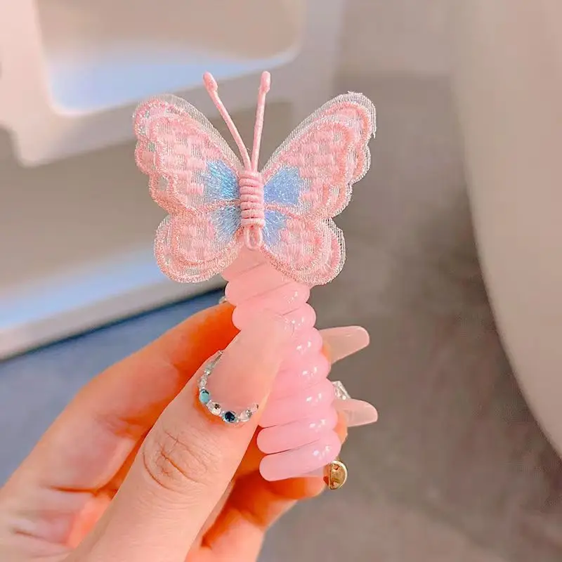 Cute Butterfly Hair Rings for Girls Pink Blue — feature 5