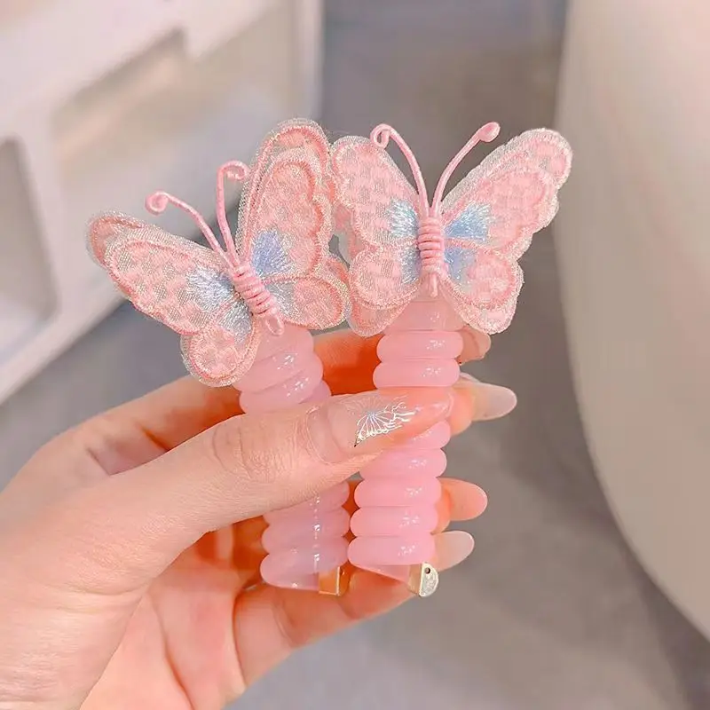 Cute Butterfly Hair Rings for Girls Pink Blue — feature 7