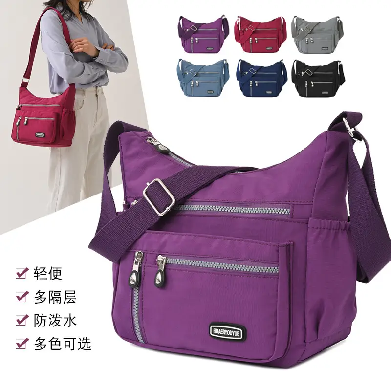 2024 Women's Waterproof Crossbody Bag Black Nylon - Image 7