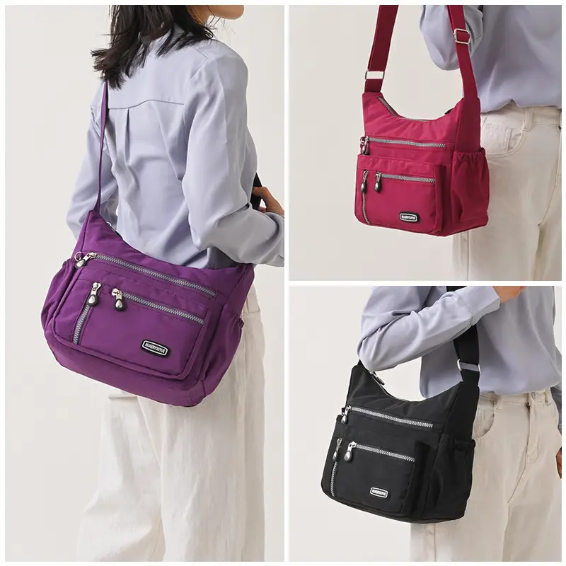 2024 Women's Waterproof Crossbody Bag Black Nylon - Image 8